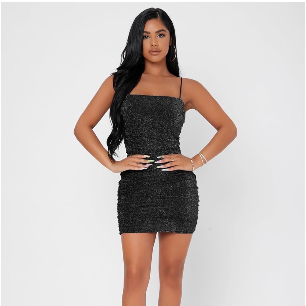 Glitter Sleeveless Ruched Party Clubwear Bodycon Mini Dress